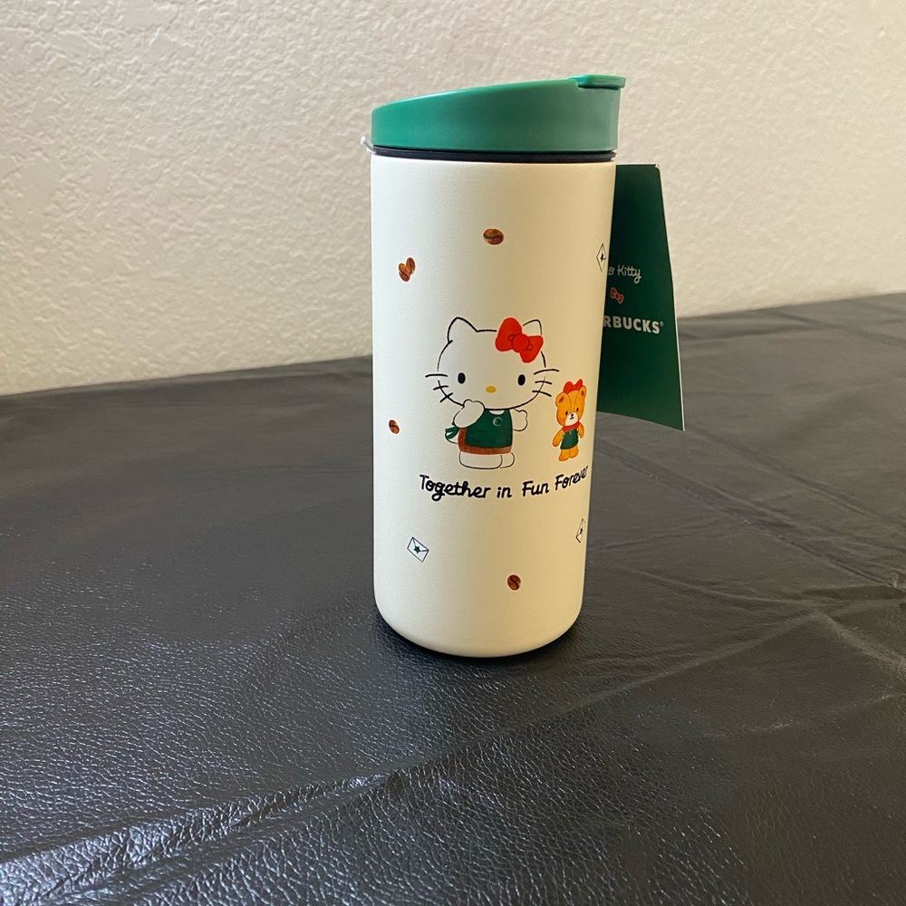 Starbucks Cream Tumbler with Green Lid